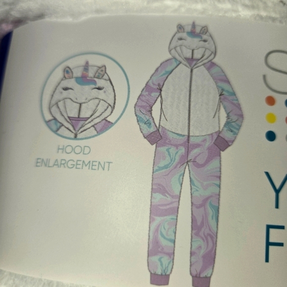 Saint Eve Kids Girl's L Unicorn Youth Hooded Fleece Sleeper NEW - Picture 4 of 9